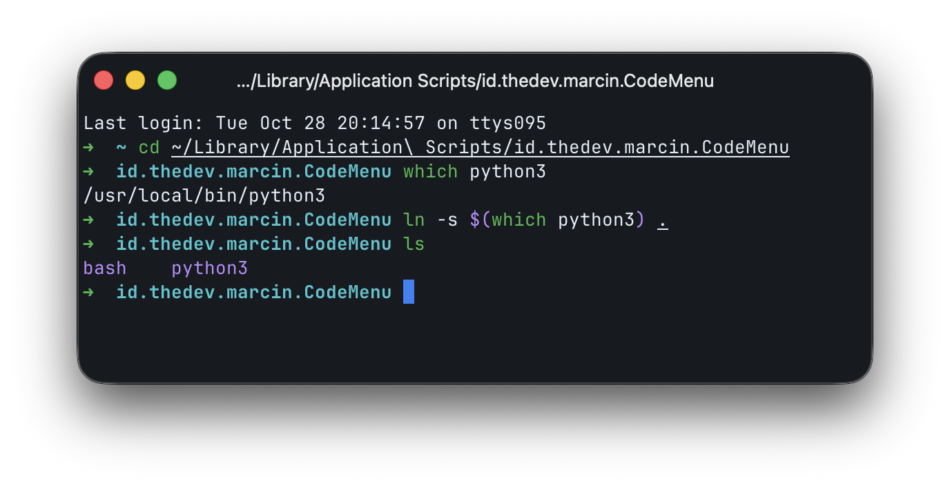 Linking python3 to CodeMenu utilities