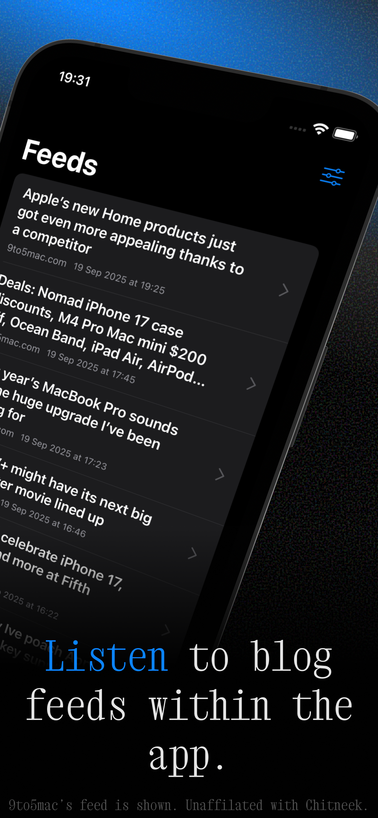 Listen to blog feeds