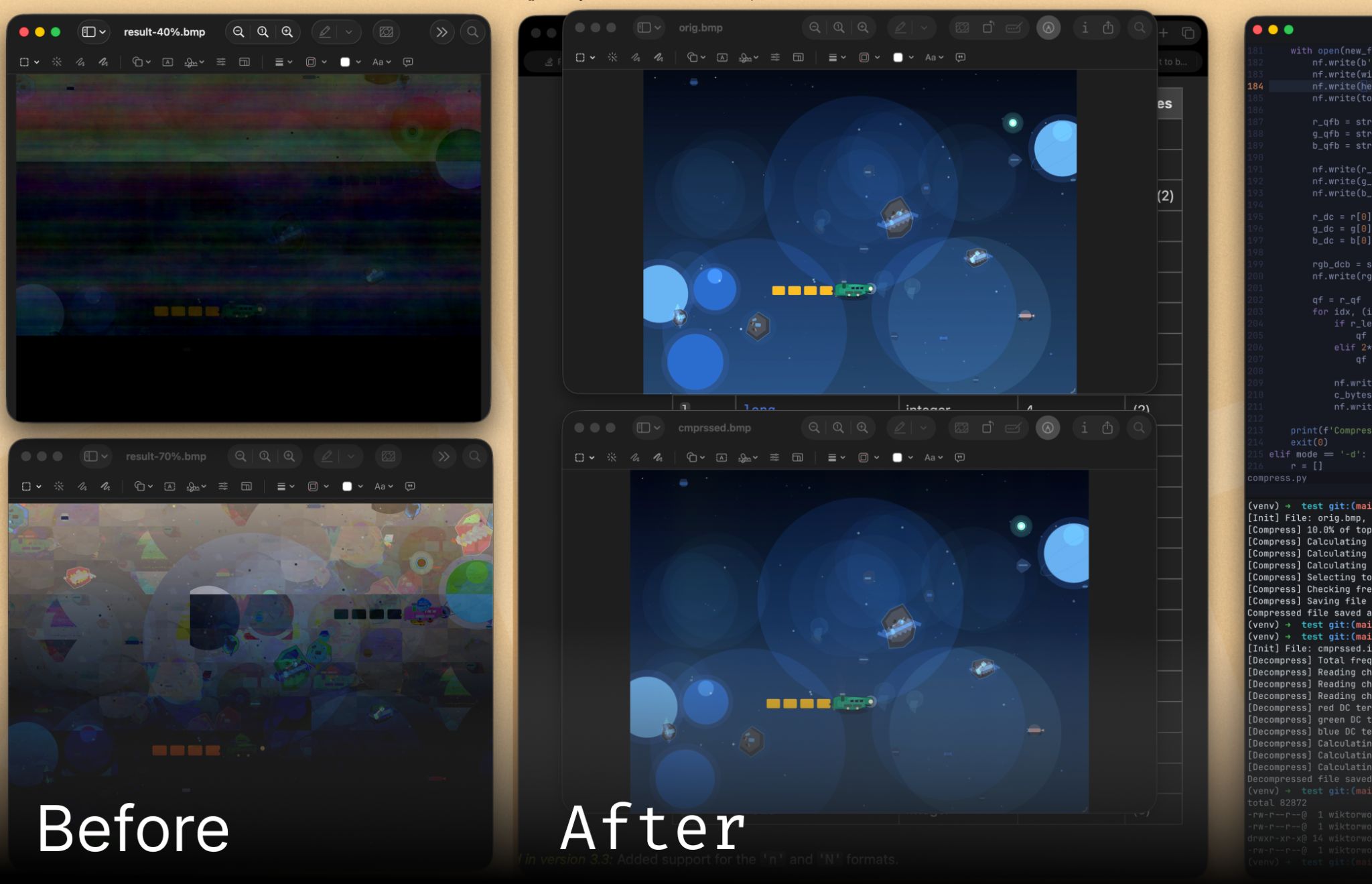 A comparison of the experiment at two steps