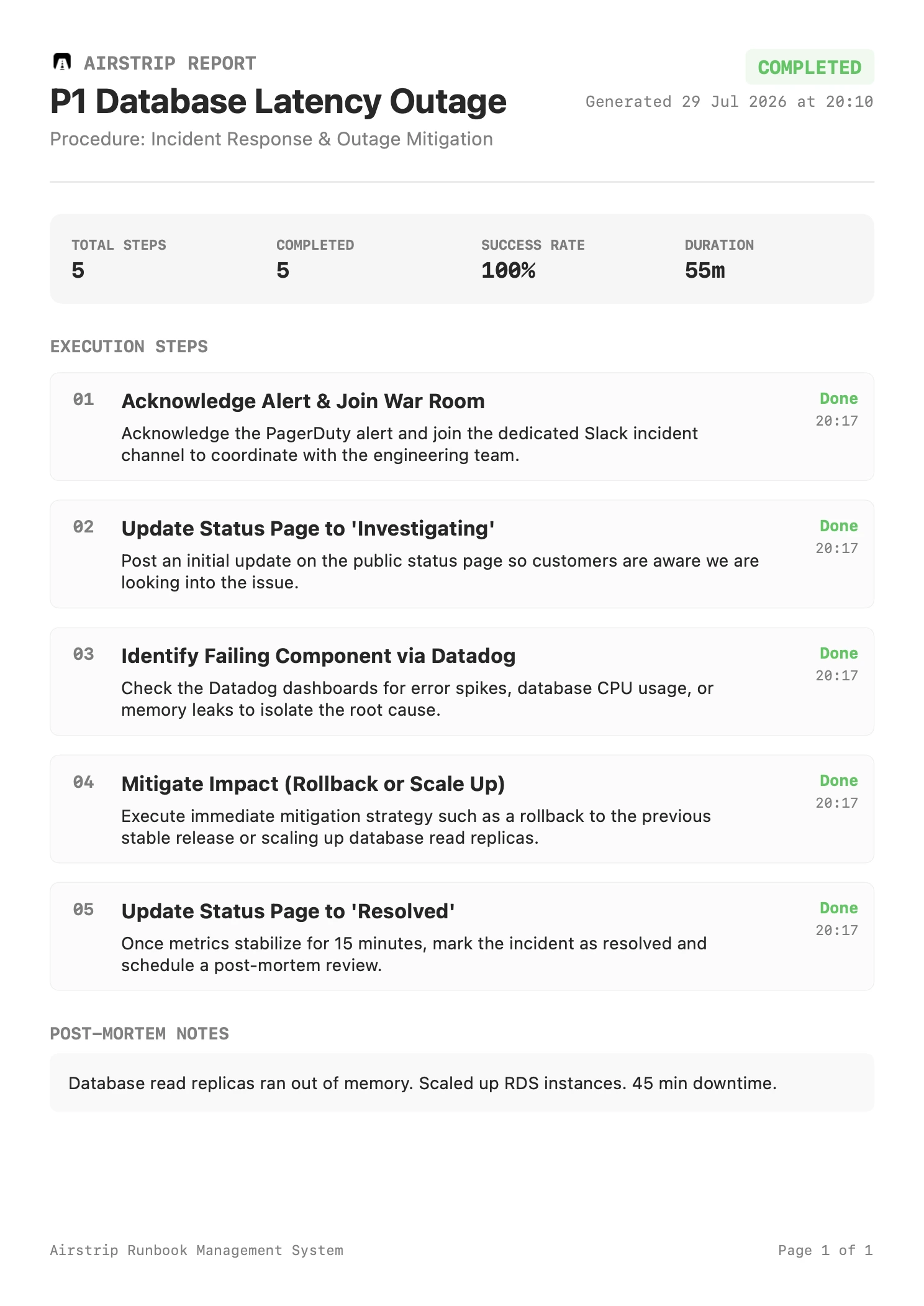 Airstrip Formatted PDF Report Export