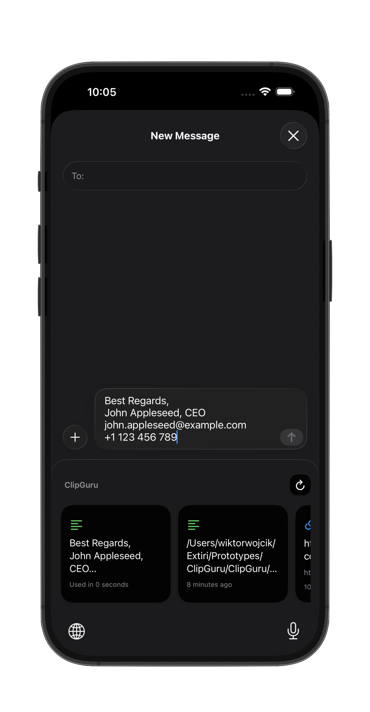 ClipGuru keyboard extension in Messages app