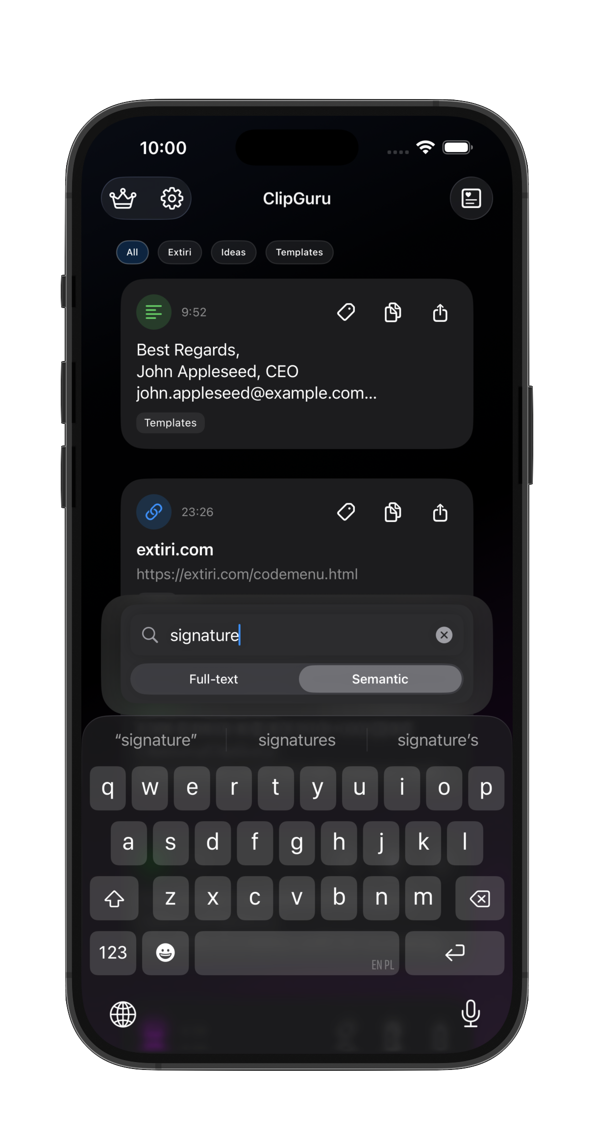 ClipGuru semantic search and organization