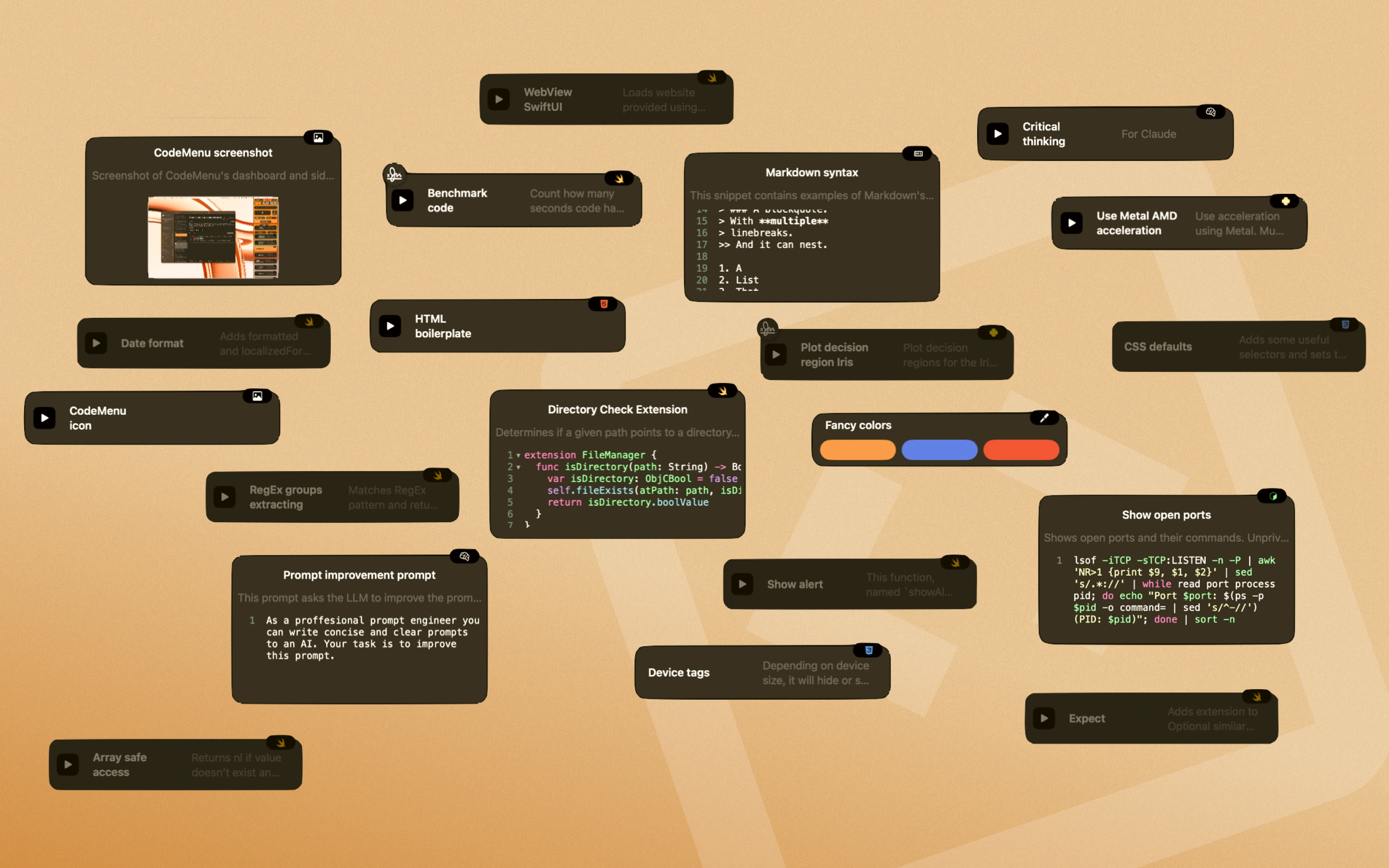 Various content types including images and code