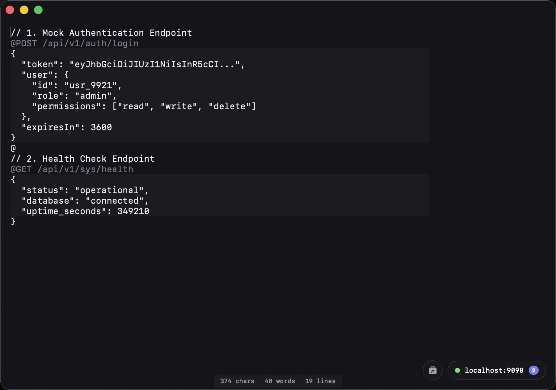 Background Mock HTTP API server host details