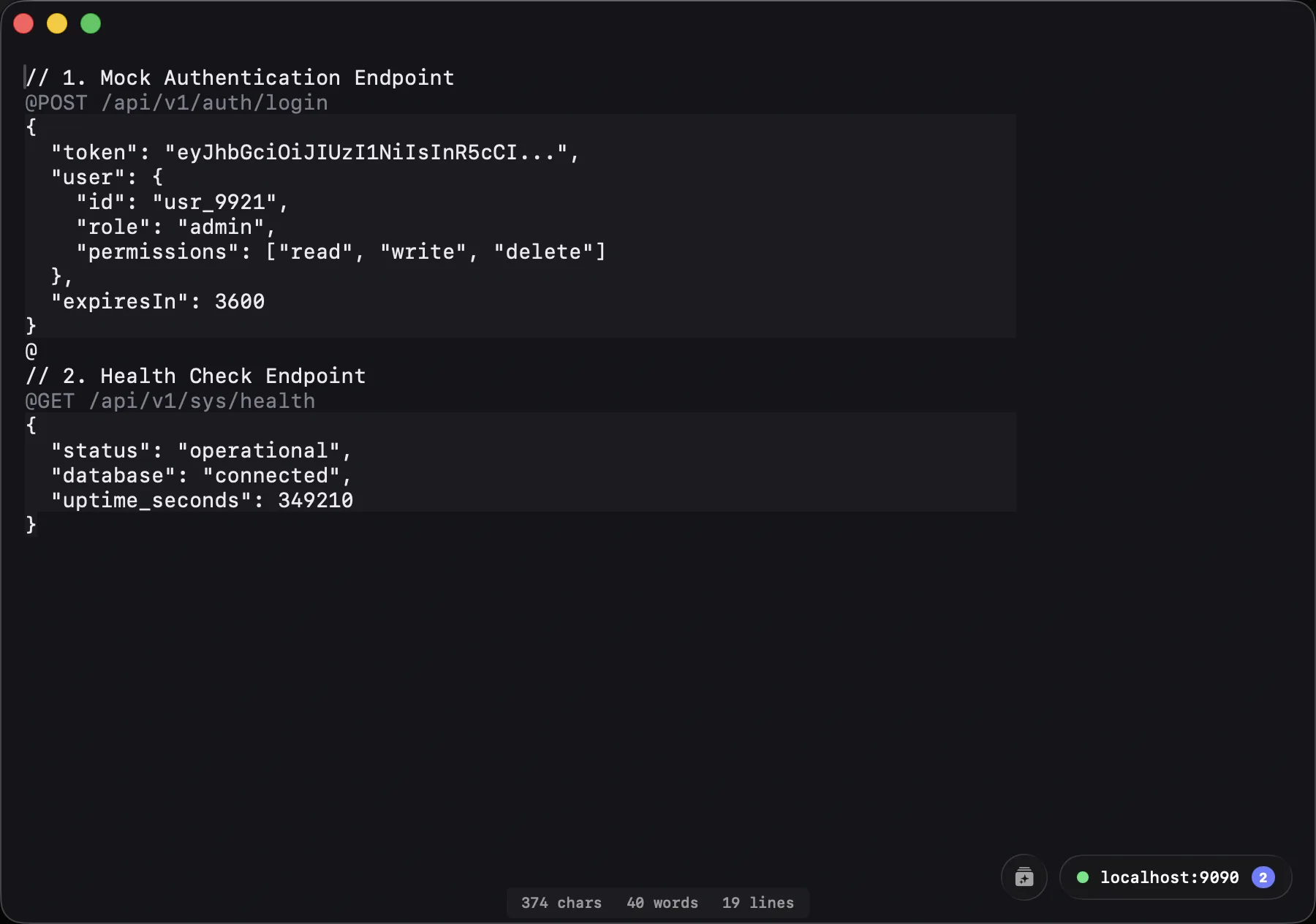 Background Mock HTTP API server host details