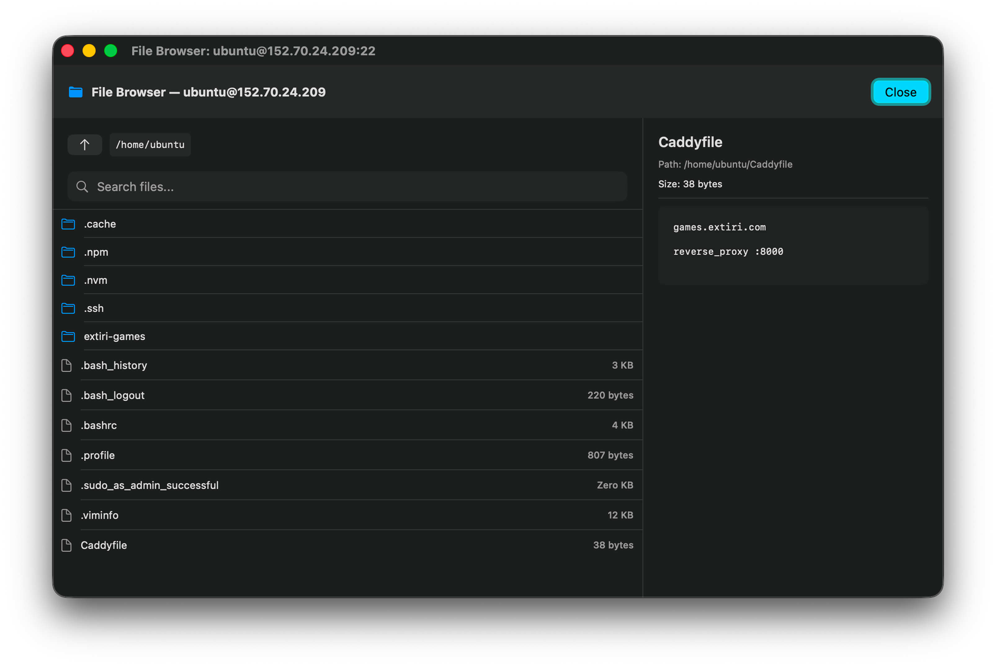 SFTP File Browser inside Resso