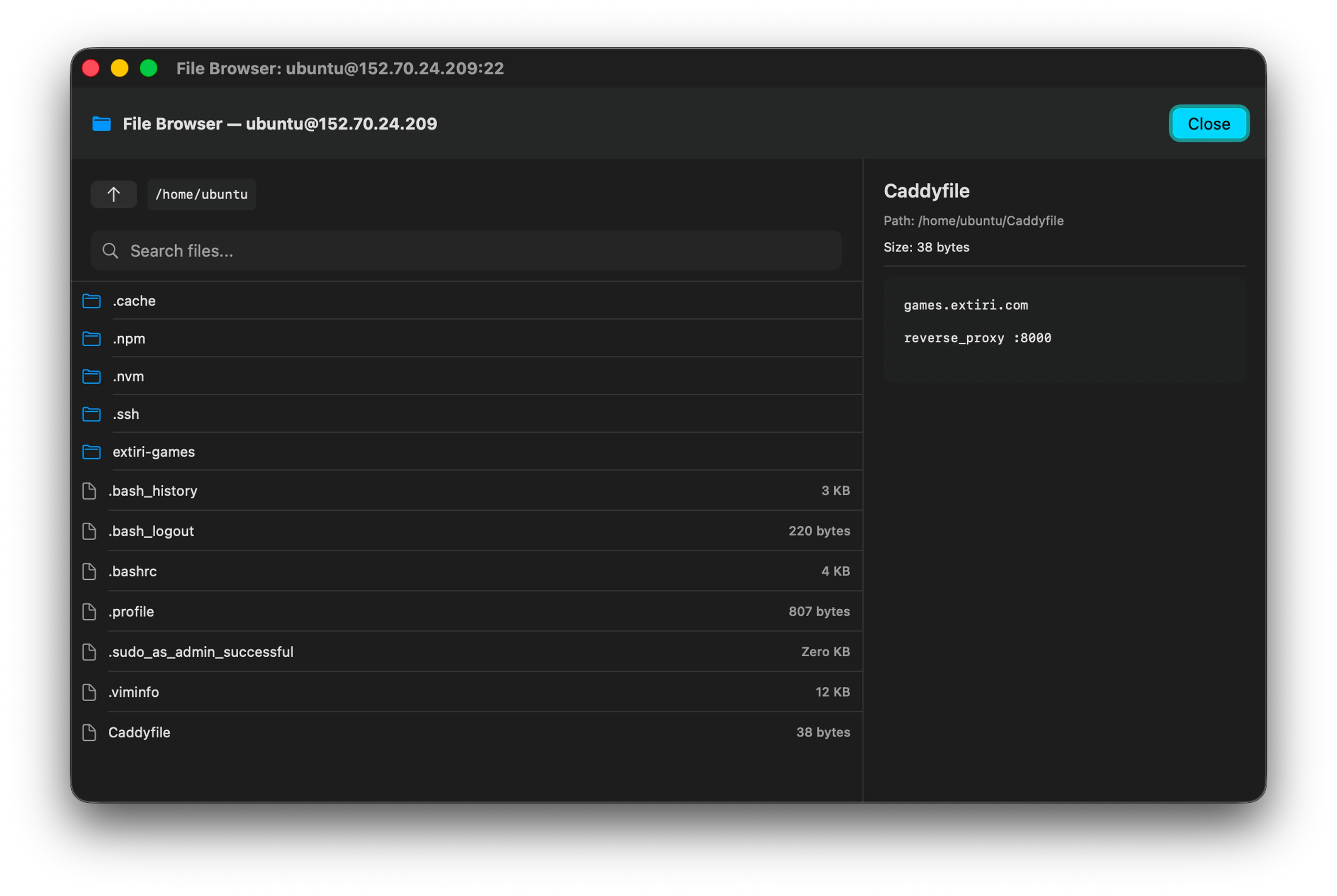 SFTP file browser inside Resso