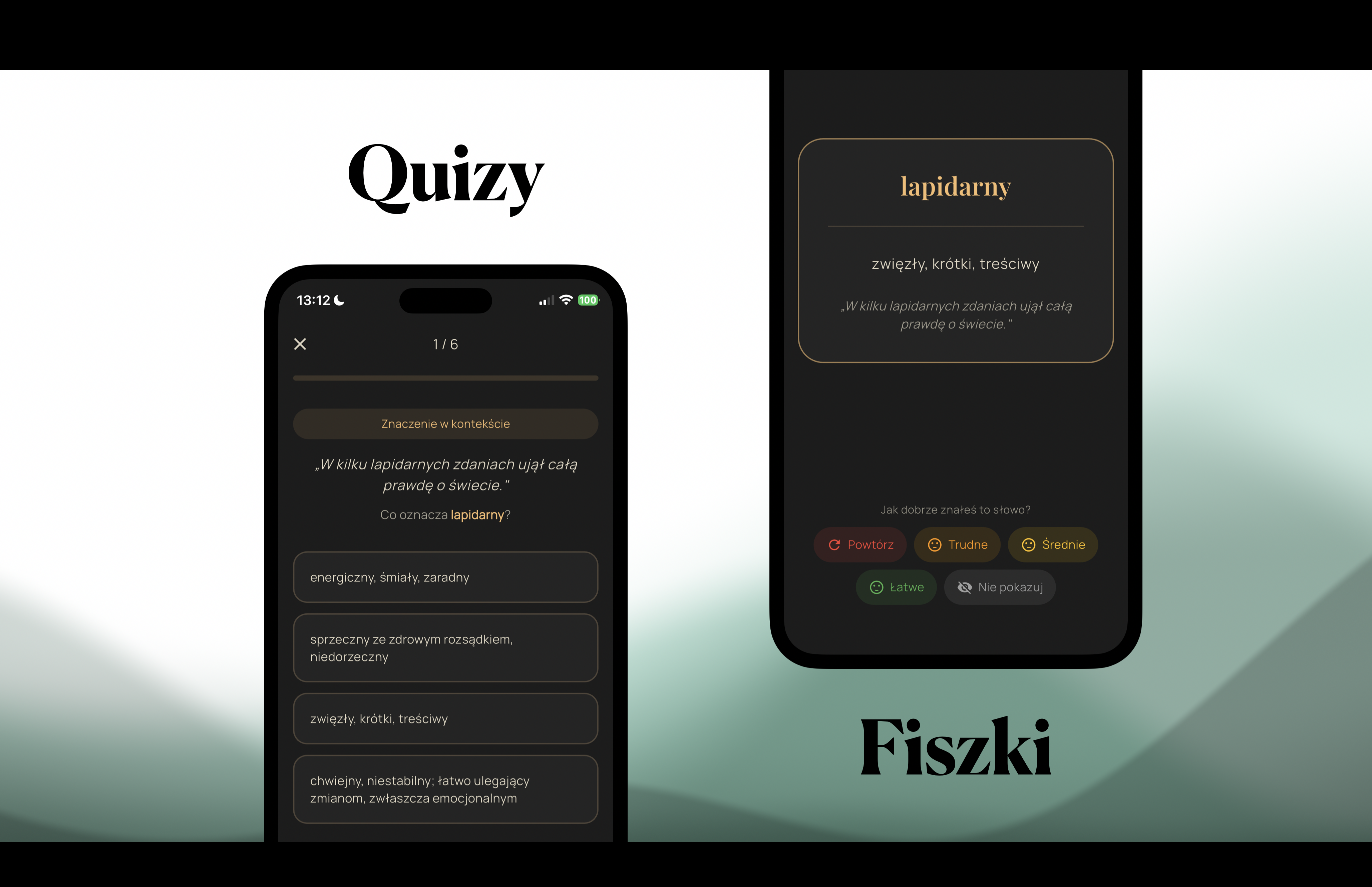 Tryb fiszek i quizu w Słówku