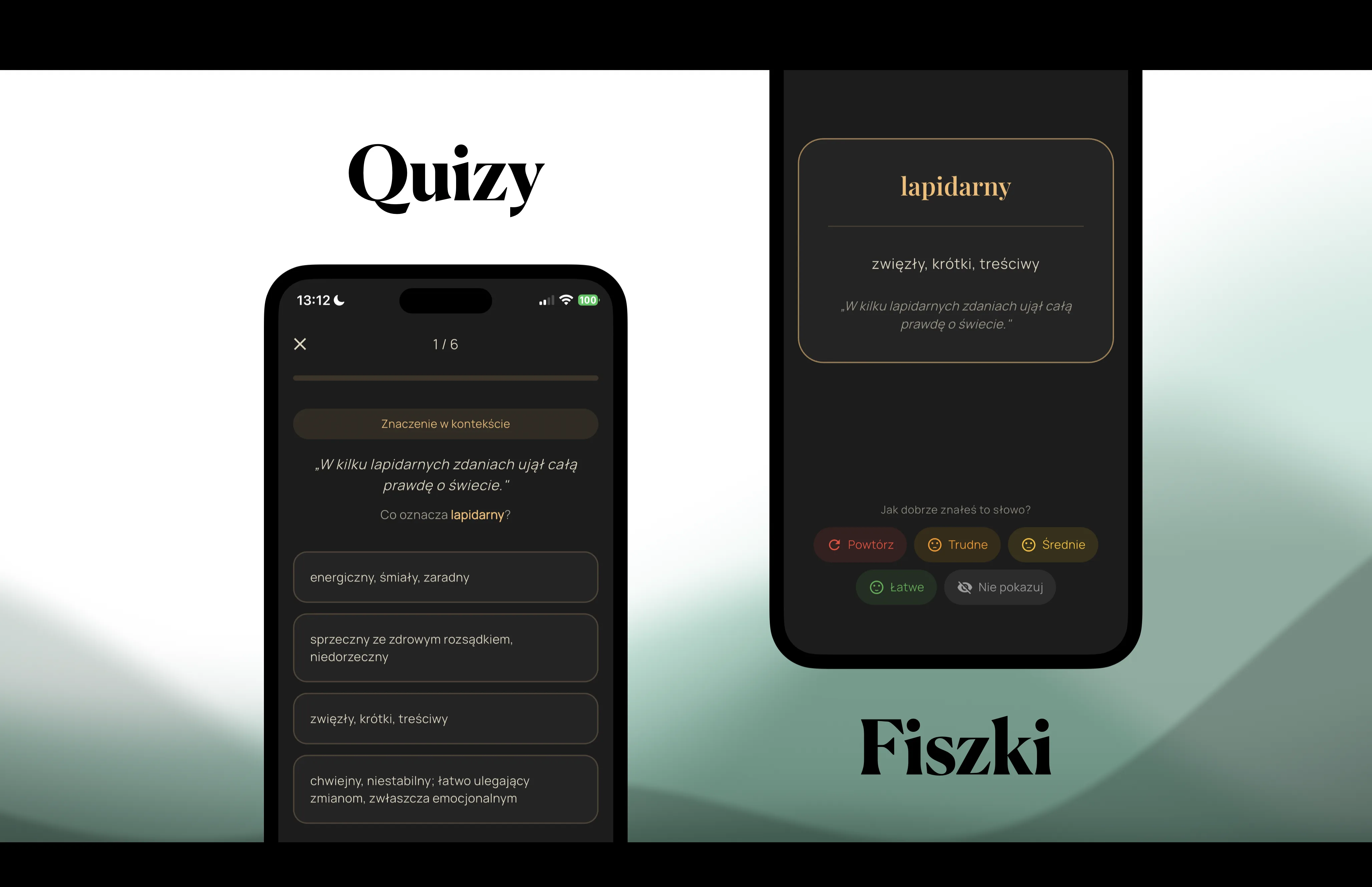 Tryb fiszek i quizu w Słówku