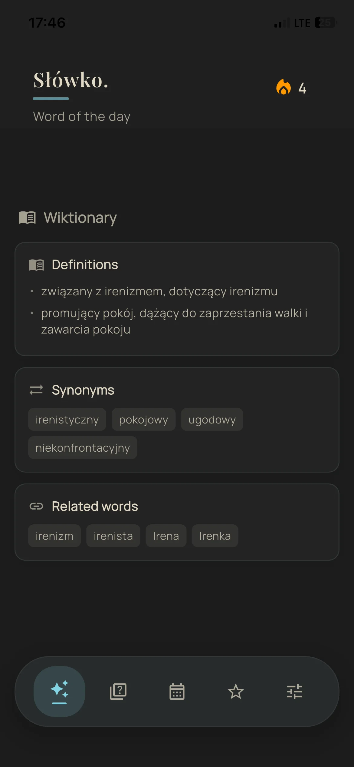 English details and examples for a Polish word in Słówko.