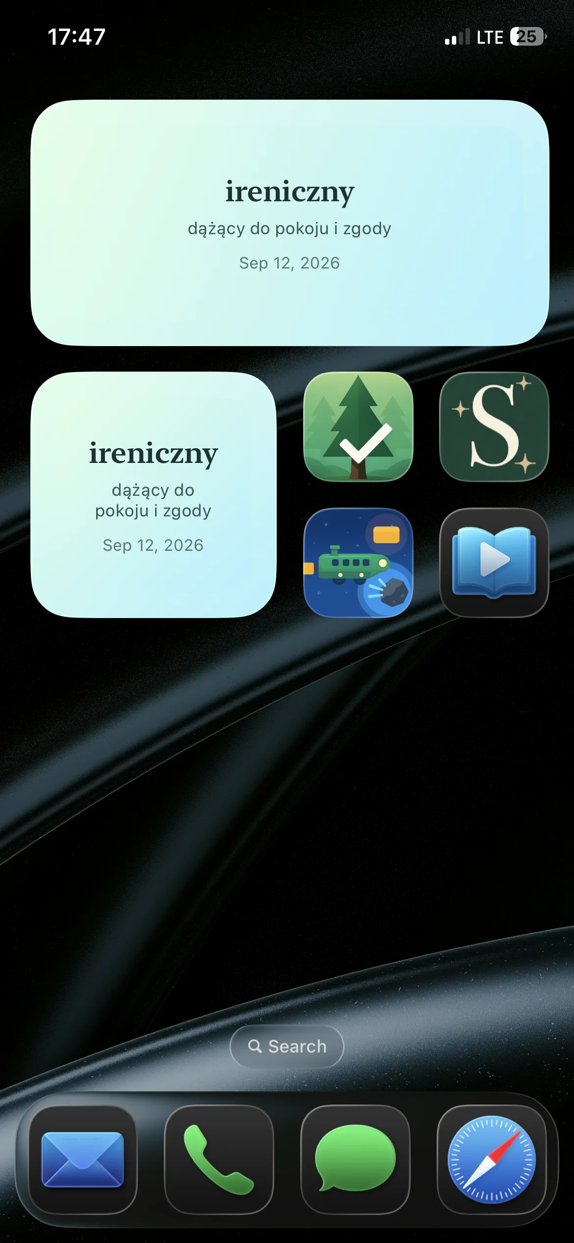 Słówko. word of the day widget on an iPhone home screen