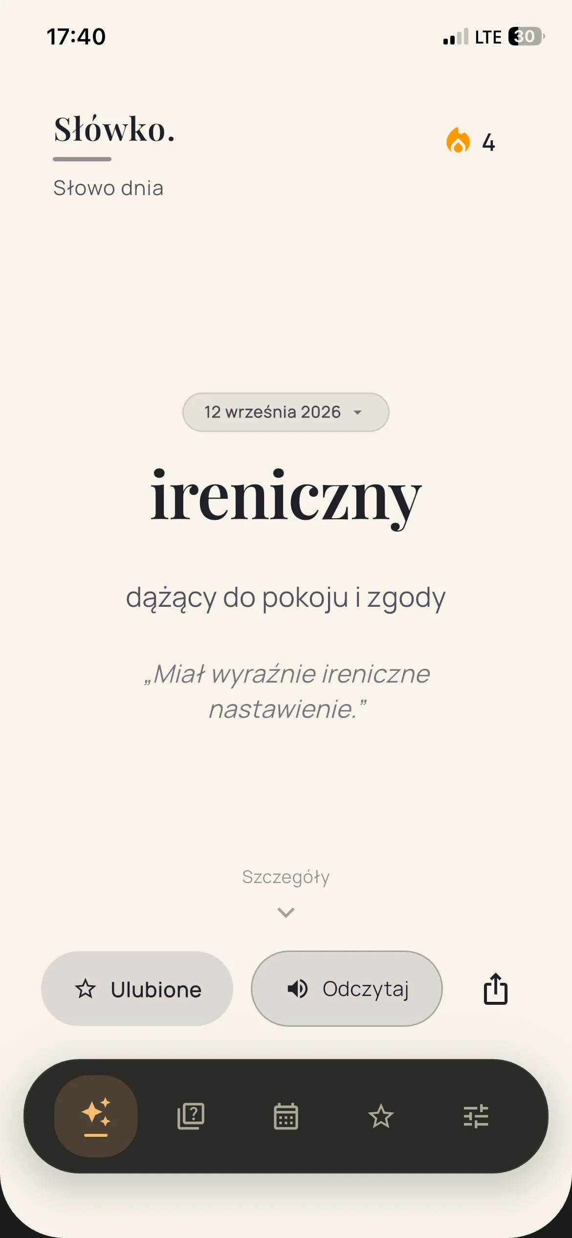 Słówko. word of the day on iPhone