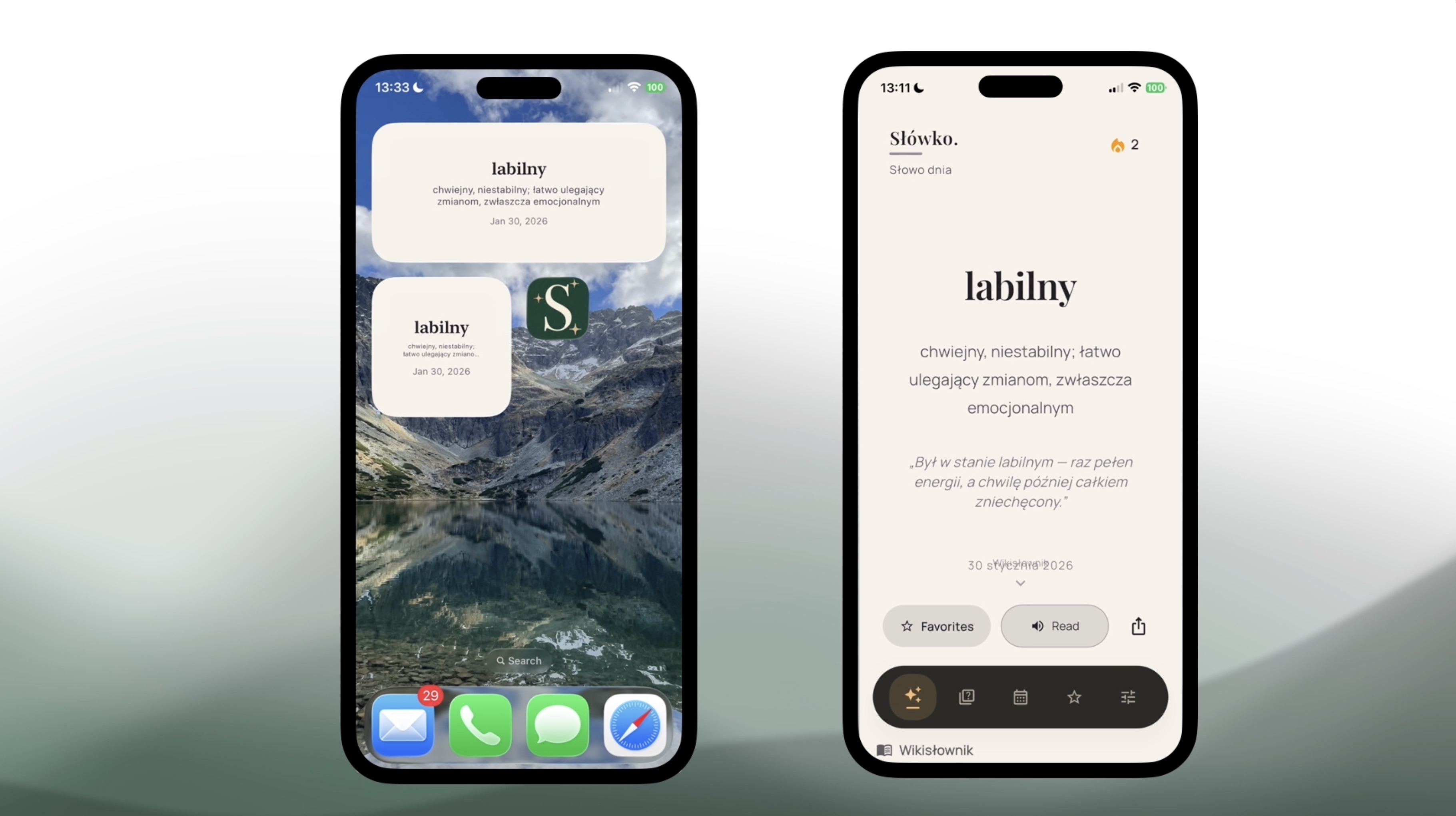 Widgety Słówka na ekranie głównym iPhone'a